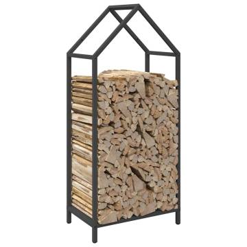 Firewood Rack Black - 40x25x90 cm Cold-Rolled Steel | Hipo Market