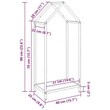 Firewood Rack Black - 40x25x90 cm Cold-Rolled Steel | Hipo Market