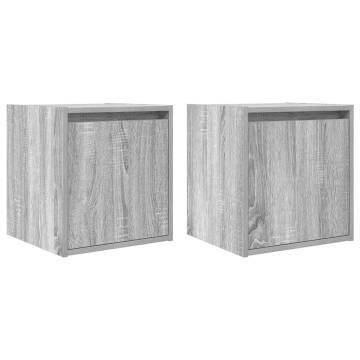 Wall-Mounted Bedside Cabinets - 2 pcs Grey Sonoma | HipoMarket