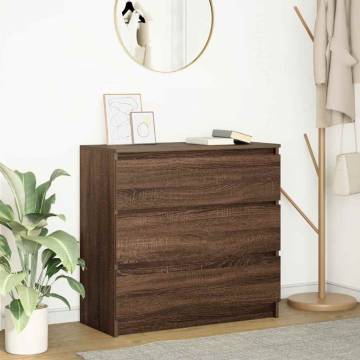 Brown Oak Sideboard - 80x35x76 cm Engineered Wood Storage