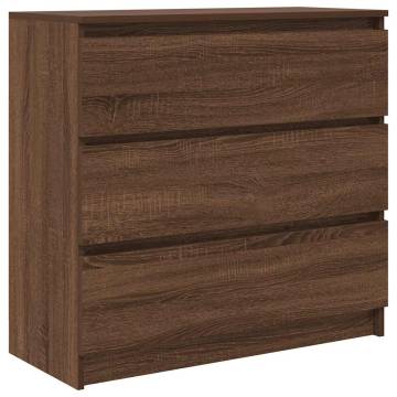 Brown Oak Sideboard - 80x35x76 cm Engineered Wood Storage