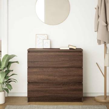 Brown Oak Sideboard - 80x35x76 cm Engineered Wood Storage