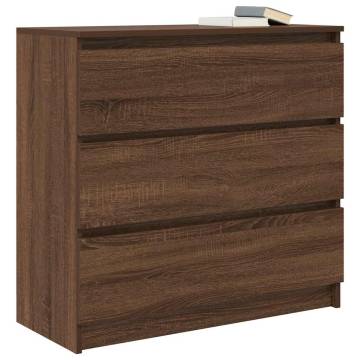 Brown Oak Sideboard - 80x35x76 cm Engineered Wood Storage