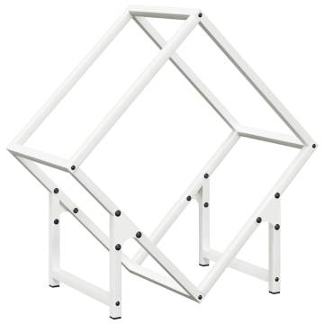 Sturdy White Firewood Rack - 50x25x50 cm Cold-Rolled Steel