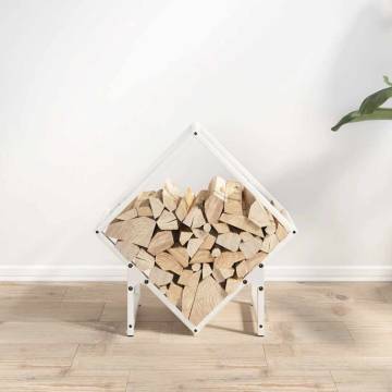 Sturdy White Firewood Rack - 50x25x50 cm Cold-Rolled Steel