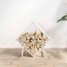 Sturdy White Firewood Rack - 50x25x50 cm Cold-Rolled Steel