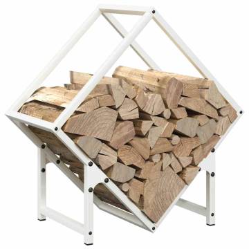 Sturdy White Firewood Rack - 50x25x50 cm Cold-Rolled Steel