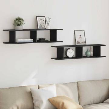 Wall Shelves 2 pcs Black Oak 90x18x20 cm | Hipo Market