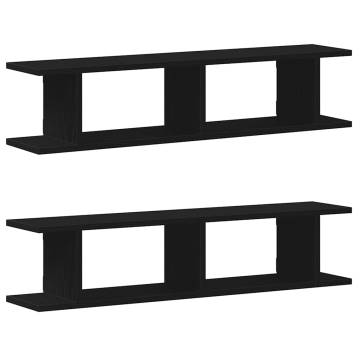 Wall Shelves 2 pcs Black Oak 90x18x20 cm | Hipo Market