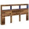 Stylish Headboard Cabinet with LED - Old Wood 180x17x102 cm