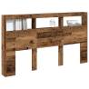 Stylish Headboard Cabinet with LED - Old Wood 180x17x102 cm