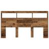 Stylish Headboard Cabinet with LED - Old Wood 180x17x102 cm