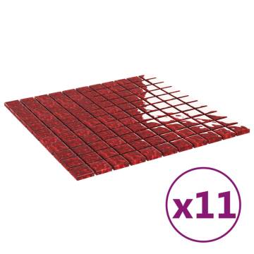 Mosaic Tiles 11 pcs Red 30x30 cm Glass - Hipomarket