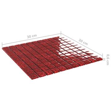 Mosaic Tiles 11 pcs Red 30x30 cm Glass - Hipomarket