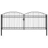 Double Door Fence Gate with Arched Top - 400x175 cm Black