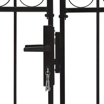 Double Door Fence Gate with Arched Top - 400x175 cm Black