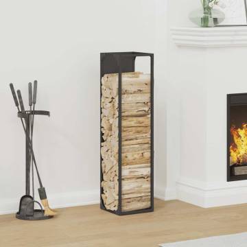 Sturdy Firewood Rack - Black Cold-Rolled Steel 25x25x100 cm