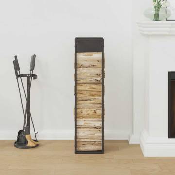 Sturdy Firewood Rack - Black Cold-Rolled Steel 25x25x100 cm