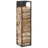 Sturdy Firewood Rack - Black Cold-Rolled Steel 25x25x100 cm