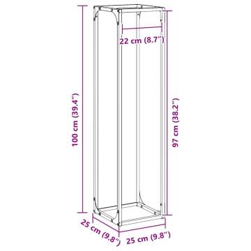 Sturdy Firewood Rack - Black Cold-Rolled Steel 25x25x100 cm