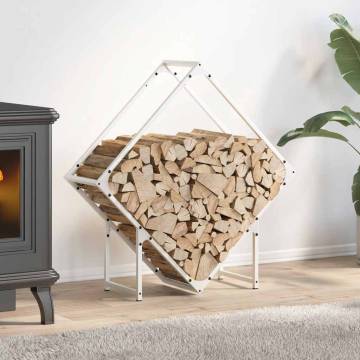 Firewood Rack White 80x25x80 cm | Durable Cold-Rolled Steel