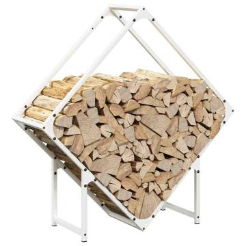 Firewood Rack White 80x25x80 cm | Durable Cold-Rolled Steel