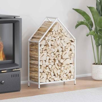 Firewood Rack White 60x25x90 cm - Durable Steel Storage