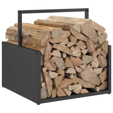 Firewood Rack Black 40x40x40 cm - Durable Cold-Rolled Steel