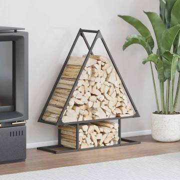 Firewood Rack Black 80x25x90cm | Durable Steel Design