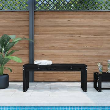 Garden Bench Black 110x38x45 cm - Solid Pine Wood