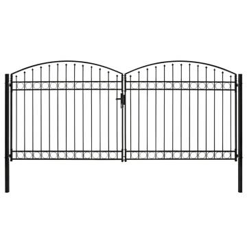 Arched Steel Double Fence Gate - 400x200 cm Black | Hipo Market