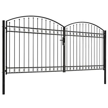 Arched Steel Double Fence Gate - 400x200 cm Black | Hipo Market