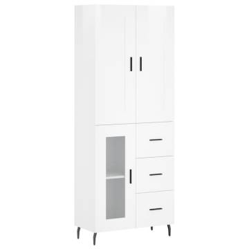 Stylish Highboard High Gloss White | 69.5x34x180 cm