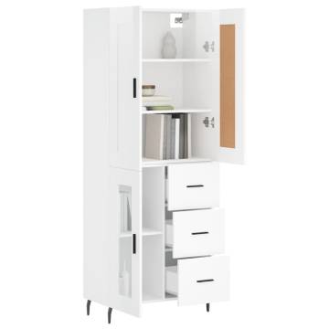 Stylish Highboard High Gloss White | 69.5x34x180 cm