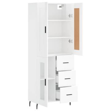 Stylish Highboard High Gloss White | 69.5x34x180 cm