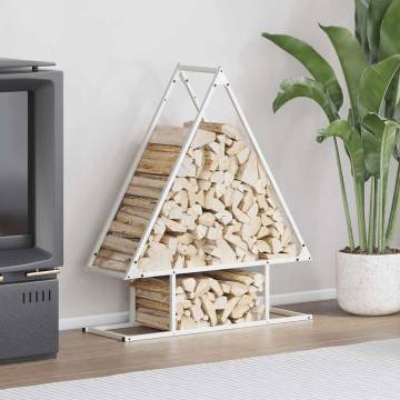 Firewood Rack White 80x25x90 cm – Durable Cold-Rolled Steel