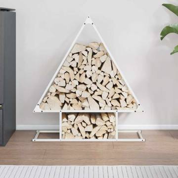 Firewood Rack White 80x25x90 cm – Durable Cold-Rolled Steel