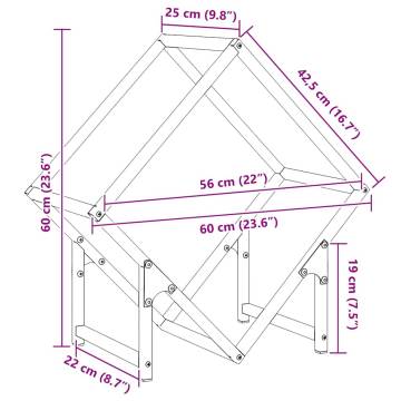 Firewood Rack Black 60x25x60 cm - Cold-Rolled Steel Sturdy Storage