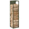 Olive Green Firewood Rack - 25x25x100 cm Cold-Rolled Steel