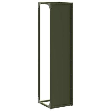 Olive Green Firewood Rack - 25x25x100 cm Cold-Rolled Steel