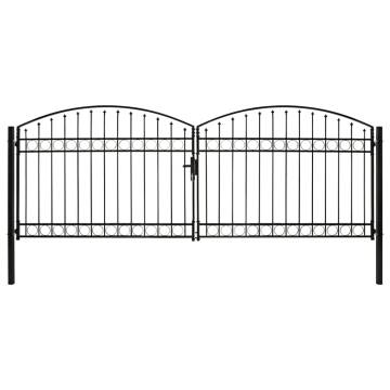 Double Arched Steel Fence Gate - 400x150 cm Black