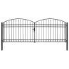  Fence Gate Double Door with Arched Top Steel 400x150 cm Black Size 400 x 150 cm 