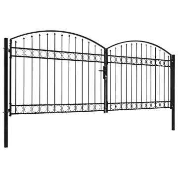 Double Arched Steel Fence Gate - 400x150 cm Black