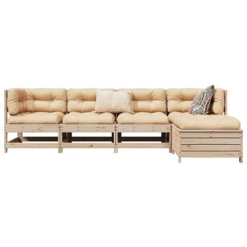 5 Piece Solid Wood Pine Garden Sofa Set - Perfect for Outdoor Comfort