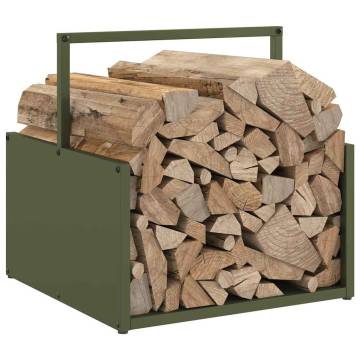 Olive Green Firewood Rack - Stylish & Sturdy Steel Storage