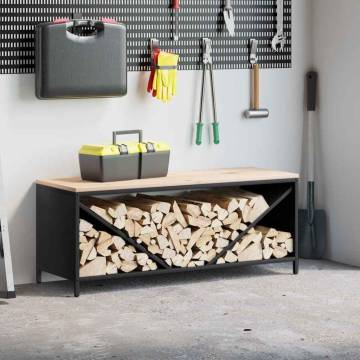 Firewood Rack with Wooden Top - Sturdy & Stylish | HipoMarket