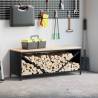  Firewood Rack with Wooden Top Black 100.5x35.5x40 cm Colour black 