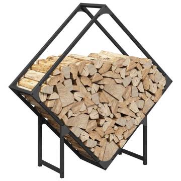 Firewood Rack Black 80x25x80 cm - Sturdy Steel Storage