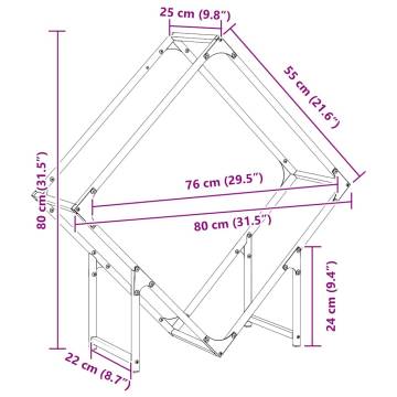 Firewood Rack Black 80x25x80 cm - Sturdy Steel Storage