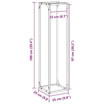 Firewood Rack Anthracite 25x25x100 cm - Sturdy Steel Storage